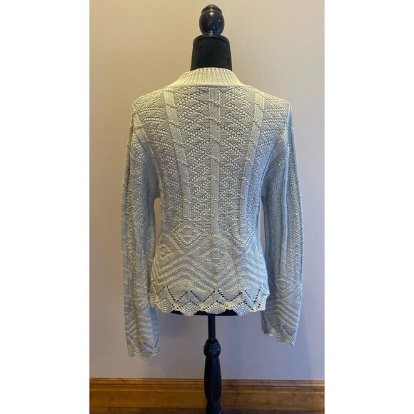 Retro Cable Knit Womens Sweater Crew Neck Soft Sage Green Size Medium Unique - Picture 7 of 12